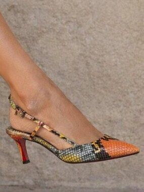 Luciano Padovan Multicolor Snakeskin Slingback Closed Toe Pumps Size 36 (US 6)